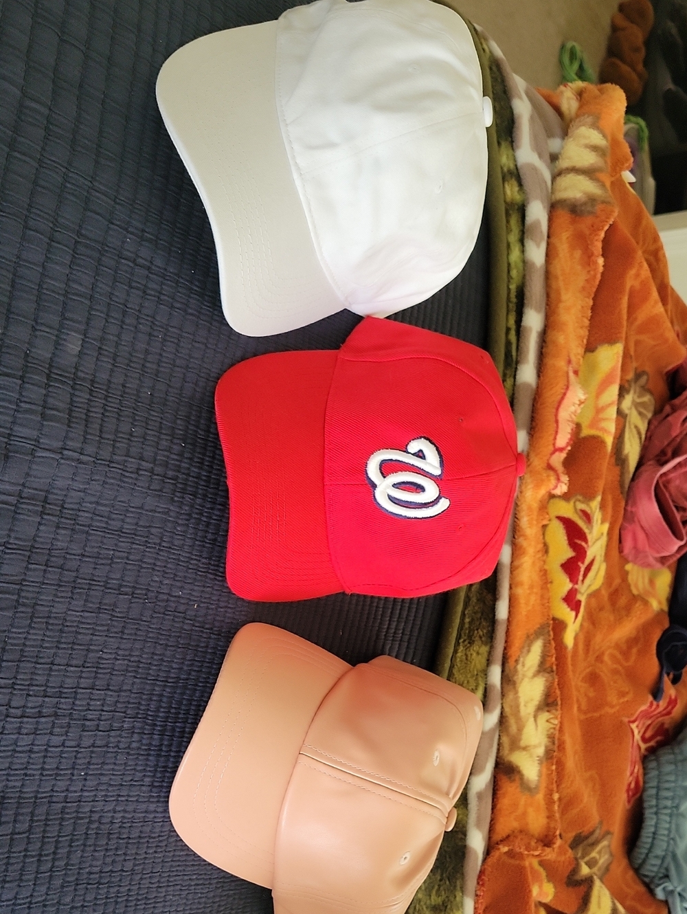 Red Baseball Cap with White Script Logo PU  White. 3 Caps All New